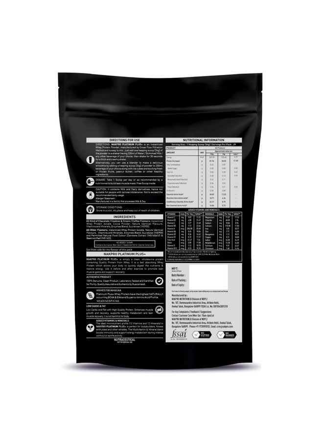NAKPRO Platinum Plus+ Whey Protein Isolate with Digestive Enzymes | 28g Protein, 6.36g BCAA |Added Vitamins & Minerals (Mango, 1 Kg) - Image 2
