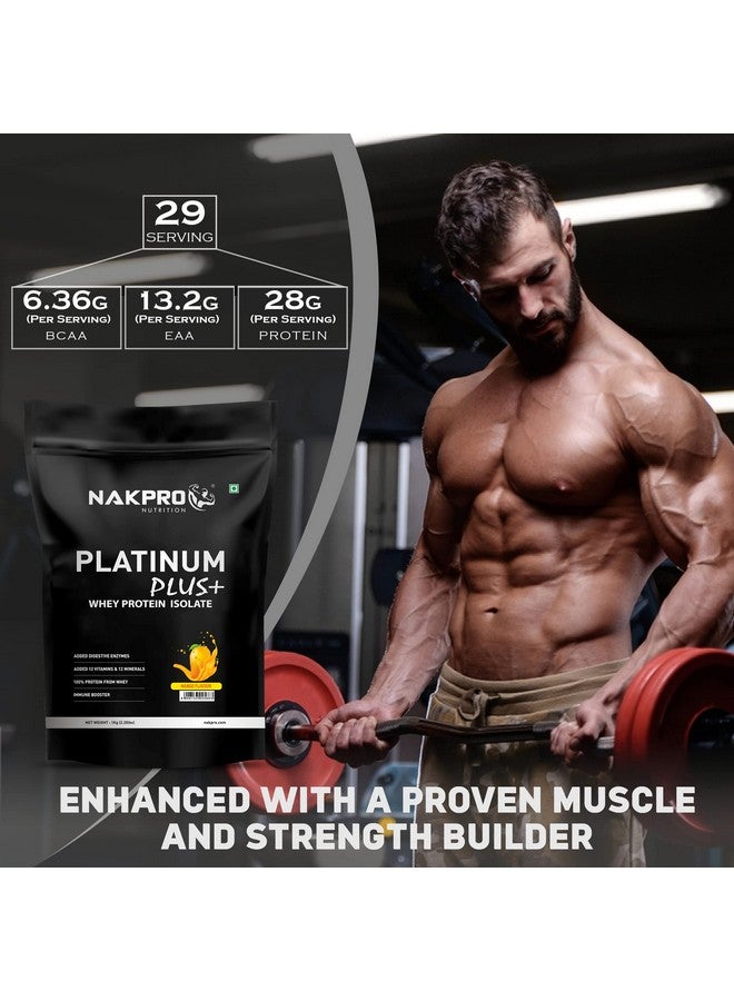 NAKPRO Platinum Plus+ Whey Protein Isolate with Digestive Enzymes | 28g Protein, 6.36g BCAA |Added Vitamins & Minerals (Mango, 1 Kg) - Image 4