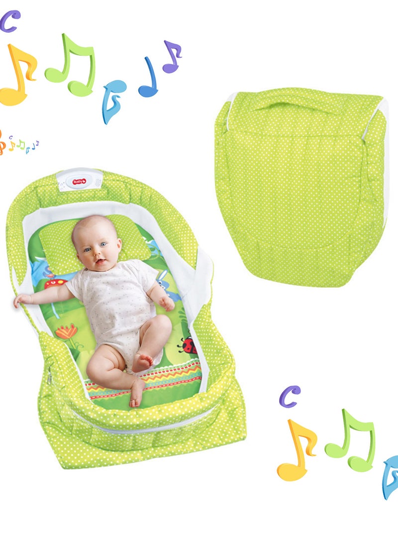 ما بيبي سرير محمول قابل للطي للأطفال مع موسيقى خفيفة وطاولة تغيير الحفاضات لنوم الأطفال حديثي الولادة مناسب للسفر والاستخدام المنزلي 75*41*14 سم - Image 1