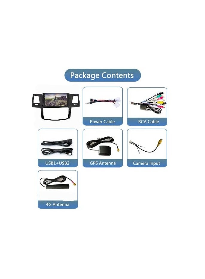 Generic Android Car Radio Display, 2 Din Stereo for FM Radio, YouTube, Bluetooth, WI-FI, USB, Apple Car play, GPS Navigation (2+32Gb) Toyota Fortuner Hilux 2007-2015, With Rear Camera  - Image 5