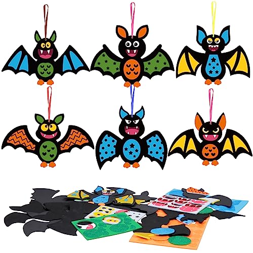 Fennoral 12 Pack Bat Crafts for Kids Bat Crafts Kits Make You Own Bat Foam Stickers Ornament DIY Arts and Crafts for Kids Girls Boys Halloween Party Supplies Halloween Decoration - Image 1