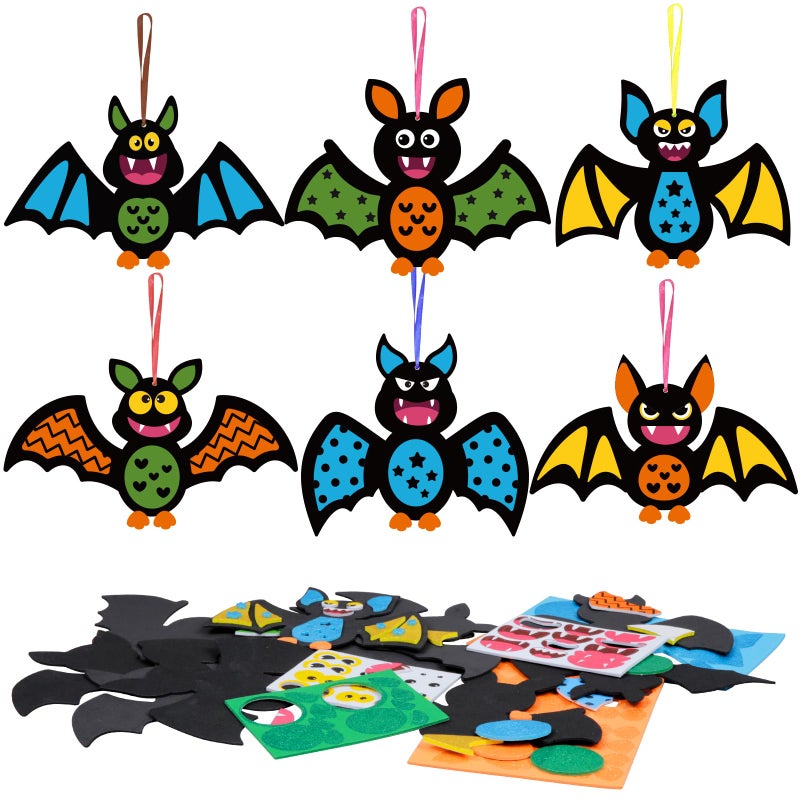 Fennoral 12 Pack Bat Crafts for Kids Bat Crafts Kits Make You Own Bat Foam Stickers Ornament DIY Arts and Crafts for Kids Girls Boys Halloween Party Supplies Halloween Decoration - Image 2