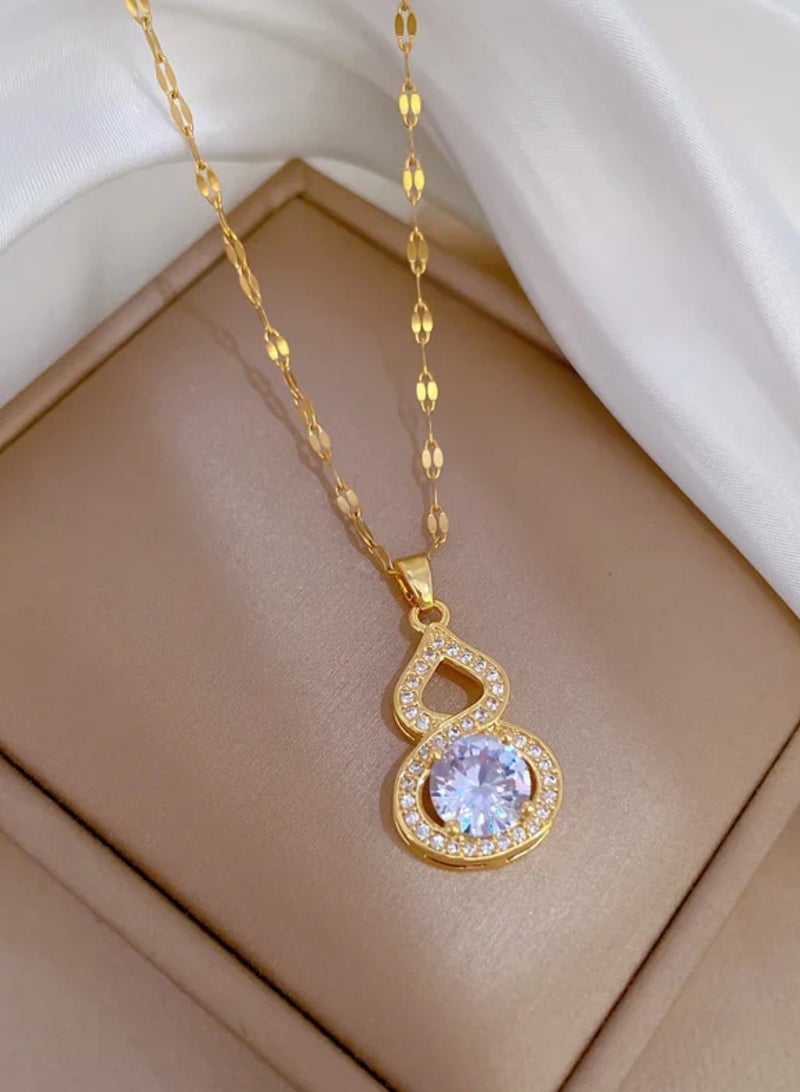 إيكوال سلسال نسائي مصنوع من الاستانلس ستيل مطلي باللون الذهبي - Image 2