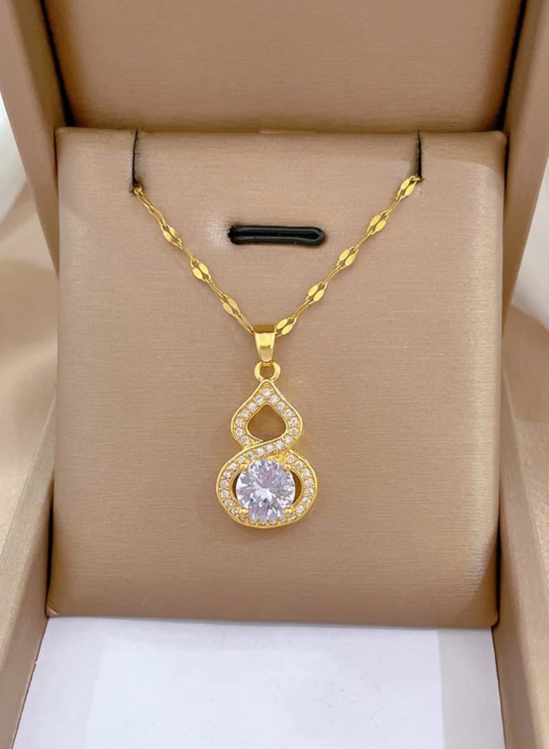 إيكوال سلسال نسائي مصنوع من الاستانلس ستيل مطلي باللون الذهبي - Image 3