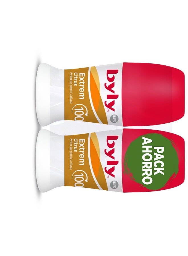 Byly Extrem Citrus 100H Duo Roll-On Deodorant 2x50ml - Image 2