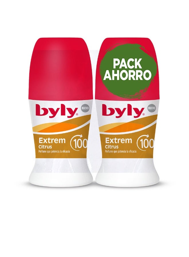 Byly Extrem Citrus 100H Duo Roll-On Deodorant 2x50ml - Image 1