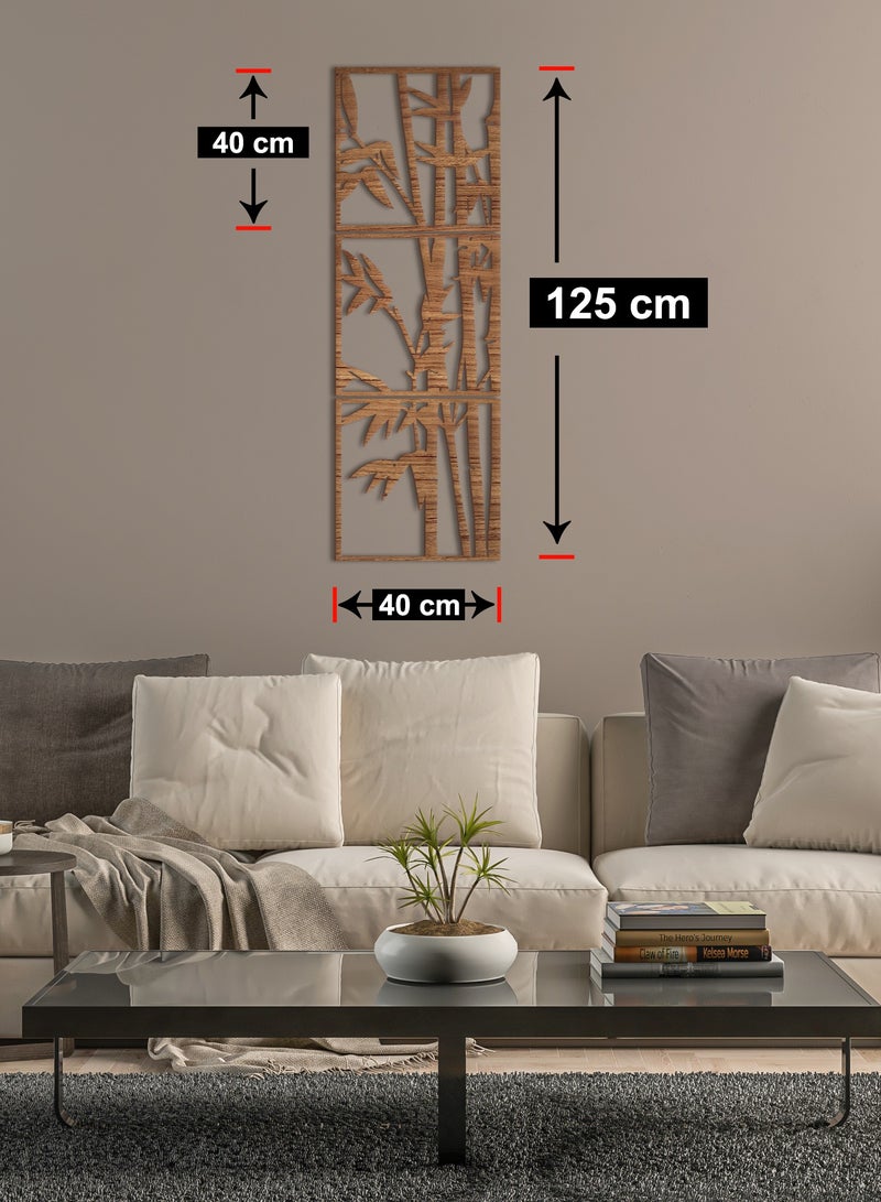 هوم جاليري هوم جاليري جدارية خشب شكل البامبو ديكور حائط 3 لوحات 40X125 سم - Image 3
