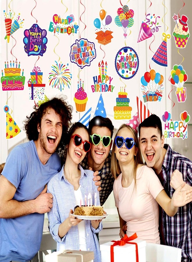 Runloon 40Pcs Birthday Hanging Swirls, Colorful Cupcake Balloon Sign Swirl Decor Birthday Ceiling Decorations Happy Birthday Hanging Swirl Decorations for Baby Shower Birthday Party Supplies - Image 3