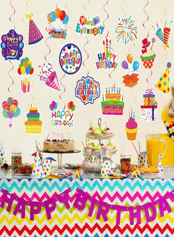 Runloon 40Pcs Birthday Hanging Swirls, Colorful Cupcake Balloon Sign Swirl Decor Birthday Ceiling Decorations Happy Birthday Hanging Swirl Decorations for Baby Shower Birthday Party Supplies - Image 5