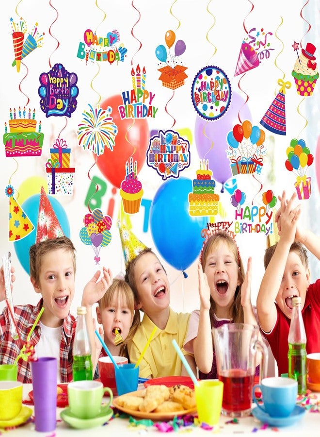 Runloon 40Pcs Birthday Hanging Swirls, Colorful Cupcake Balloon Sign Swirl Decor Birthday Ceiling Decorations Happy Birthday Hanging Swirl Decorations for Baby Shower Birthday Party Supplies - Image 2