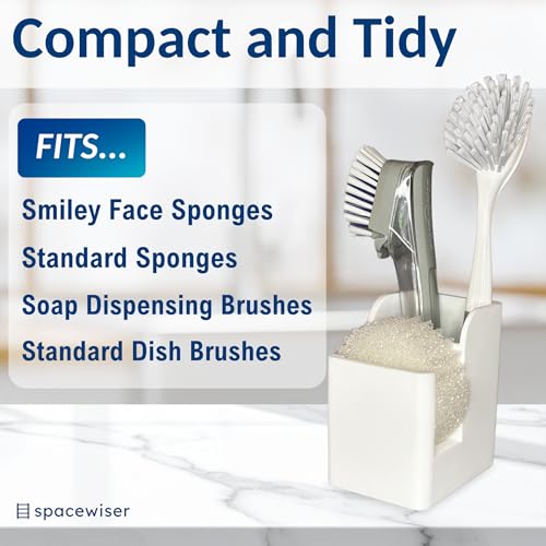 Spacewiser TidyNook Silicone Sink Caddy - Sponge Holder for Kitchen Sink, Dish Brush Holder, Fits Scrub Daddy Sponges, Scrub Mommy, and all Dish Sponges, Compact Kitchen Sinks Organizer Caddy, No Rust - Image 2