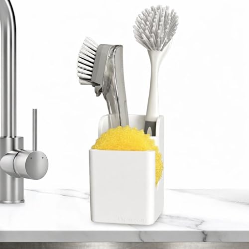 Spacewiser TidyNook Silicone Sink Caddy - Sponge Holder for Kitchen Sink, Dish Brush Holder, Fits Scrub Daddy Sponges, Scrub Mommy, and all Dish Sponges, Compact Kitchen Sinks Organizer Caddy, No Rust - Image 1