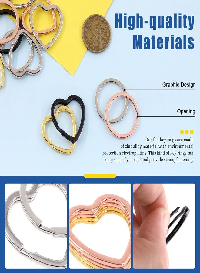 Glarks 60Pcs Flat Key Chain Ring Kit, 4 Colors Creative Heart Shape and Round Shape Keychain Split Key Rings with Swivel Clasps Lanyard Snap Hook for Car Home Keys Organization, Arts Crafts, Lanyards - Image 4