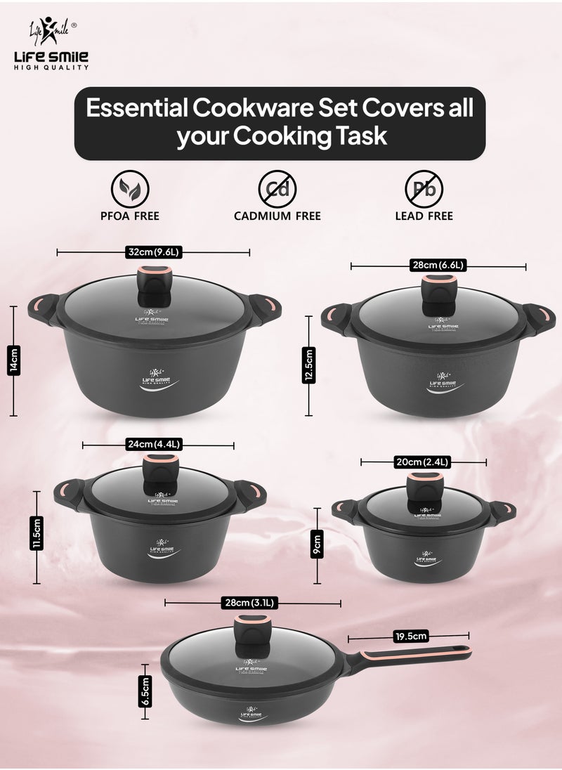 10-Piece Cookware Set - Pots and Pan Set Induction Base, Titanium Granite Non Stick Coating 100% PFOA FREE, Kitchen Cooking Set with Stay Cool Handles (Black) - pzsku/Z4F94A15D9D6929B85A82Z/45/_/1730093468/60038be9-cb6b-461b-be39-74ff56045bfd