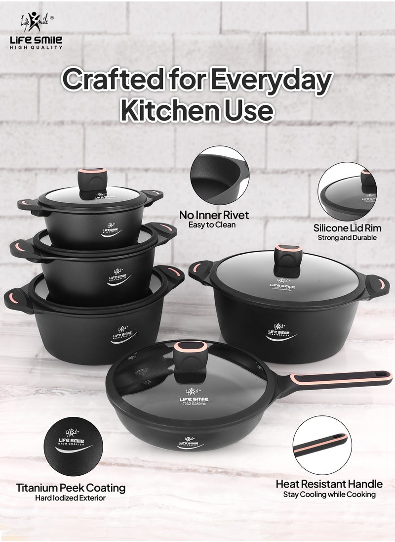 10-Piece Cookware Set - Pots and Pan Set Induction Base, Titanium Granite Non Stick Coating 100% PFOA FREE, Kitchen Cooking Set with Stay Cool Handles (Black) - pzsku/Z4F94A15D9D6929B85A82Z/45/_/1730093478/7ba5a56c-e64e-4c40-be8e-8539848e2723