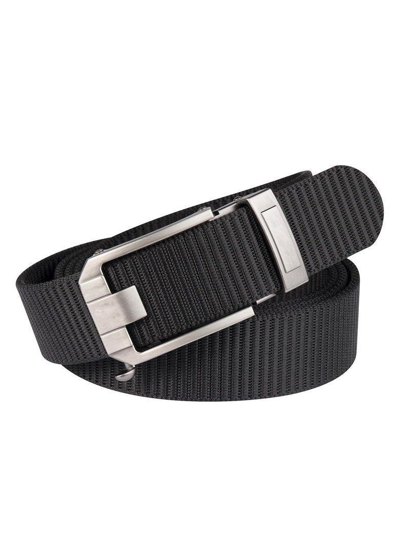 SYOSI SYOSI Ratchet Belt for Men, Nylon Web Tactical Belt with Slide Adjustable Buckle for Men Jeans (Black)  - Image 1