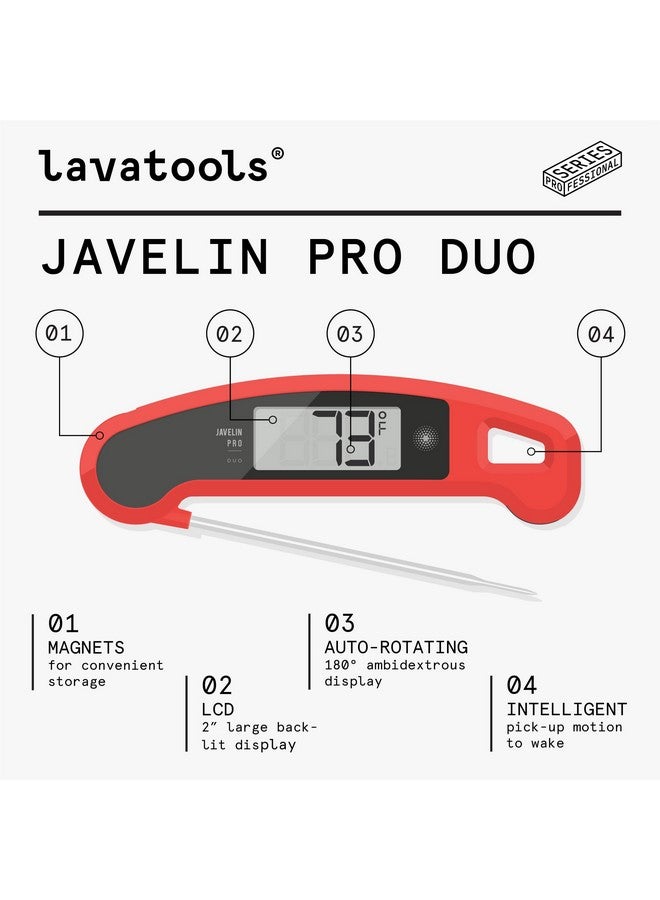 Lavatools Javelin® PRO Duo Ultra-Fast 1-Second Professional Digital Instant Read Meat Thermometer for Grill and Cooking, Auto-Rotating Backlit Display, IP65 Water Resistant, NSF Certified - Olive - Image 2