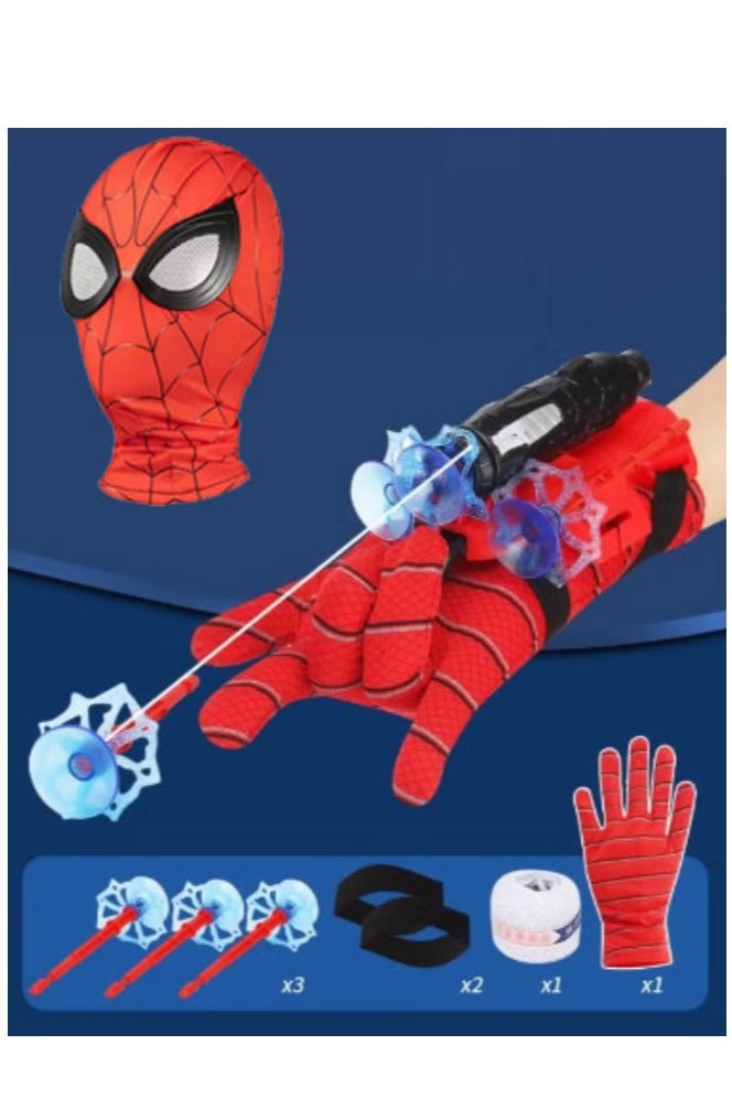FLYHSO Spider Man Mask，Spider Man launcher, superhero wrist launcher, role-playing toys，Six piece set - Image 1