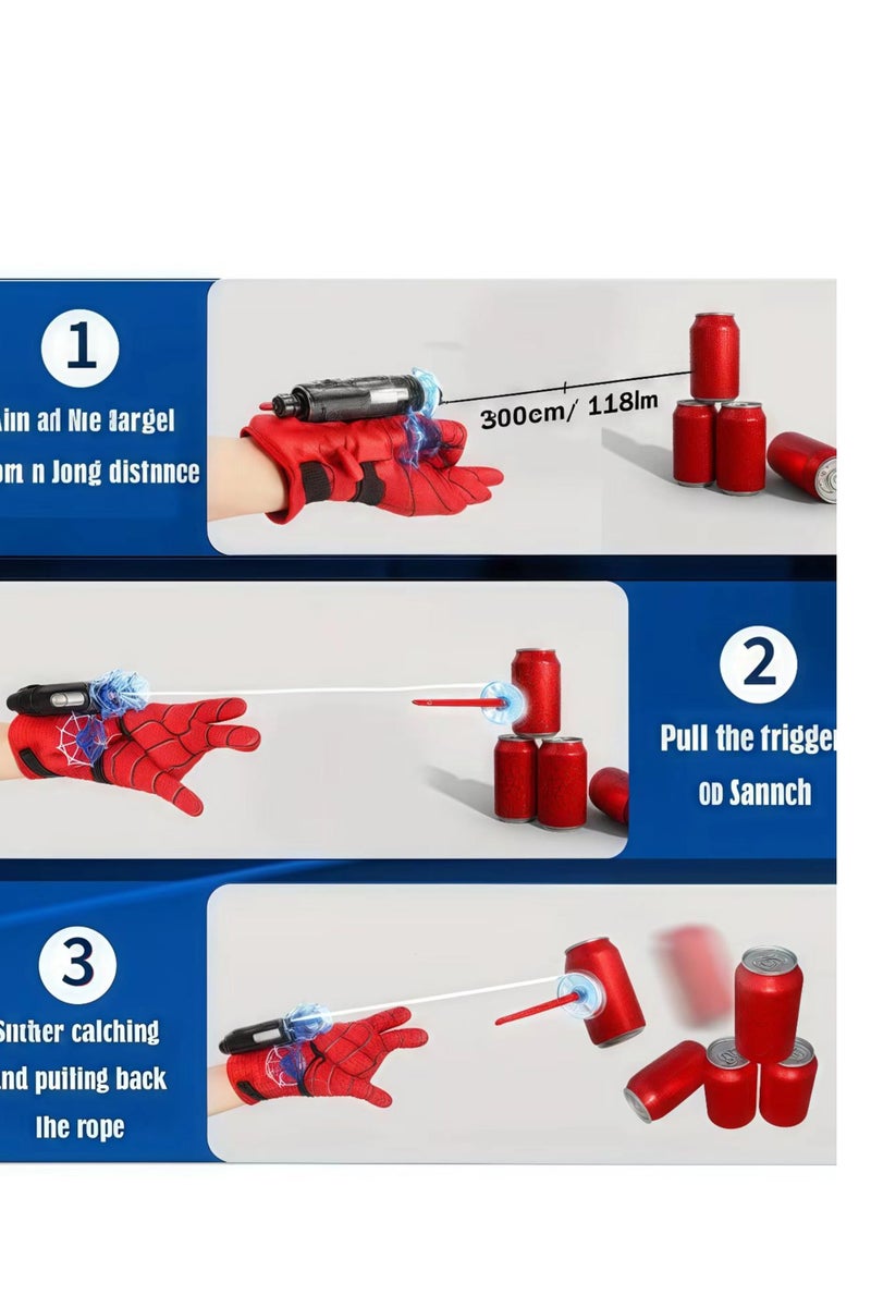 FLYHSO Spider Man Mask，Spider Man launcher, superhero wrist launcher, role-playing toys，Six piece set - Image 4