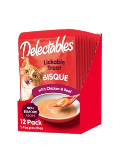 Hartz Delectables Bisque NonSeafood Chicken & Beef Lickable Wet Cat Treats, 12 Count , 1.40 Ounce (Pack Of 12)  - Image 1