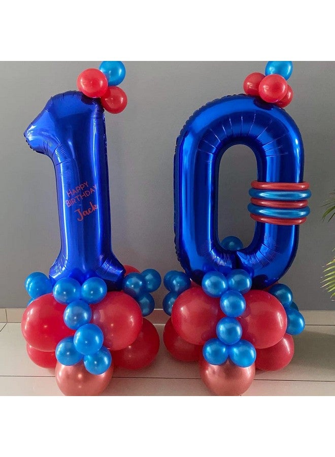BBPOOL بالونات أرقام زرقاء بحرية 10، بالونات عيد ميلاد كبيرة من الفويل مايلا 40 بوصة باللون الأزرق الداكن للذكرى العاشرة، بالونات رقم 10 لتزيين حفلات عيد الميلاد والذكرى السنوية - Image 4