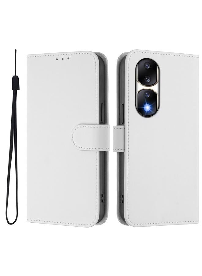 اس-توب جراب لهاتف Honor 90 Pro مصنوع من الجلد بلون سادة مع حبل تعليق - Image 2