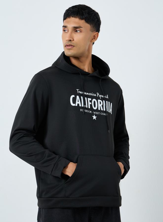 Take Two Men Black Graphic Print Hoodie with Front Pocket - Image 1