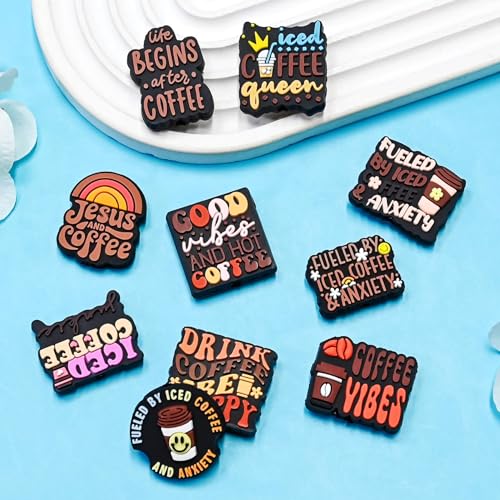 Gibleitz Silicone Coffee Focal Beads Bulk 50PCS Different Coffee Focal Beads for Pens/Necklace/Keychains/Bracelets Women Teens Gifts - Image 3