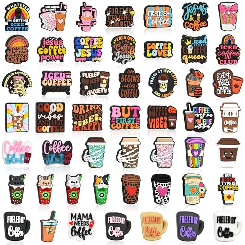 Gibleitz Silicone Coffee Focal Beads Bulk 50PCS Different Coffee Focal Beads for Pens/Necklace/Keychains/Bracelets Women Teens Gifts - Image 2