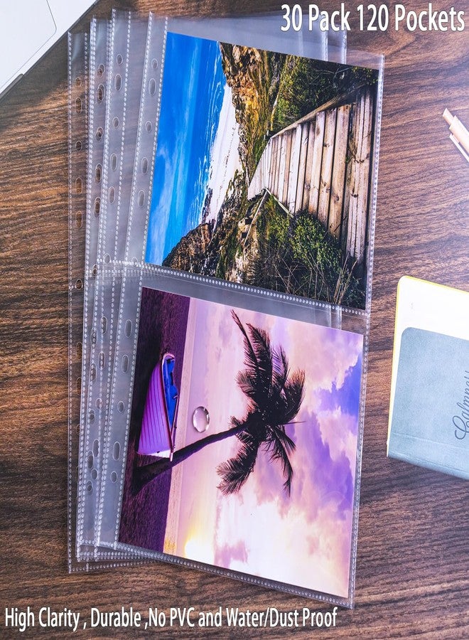 WITHYU 30 Pack 120 Pockets A5 Photo Sleeves for A4 2/3/4 Ring Binder, Ultra-Clear Double-Sided 2 Pocket 219x152 mm Photo Page Protector, Top Loading Photo Album 6x8 Refill Pages - Image 5