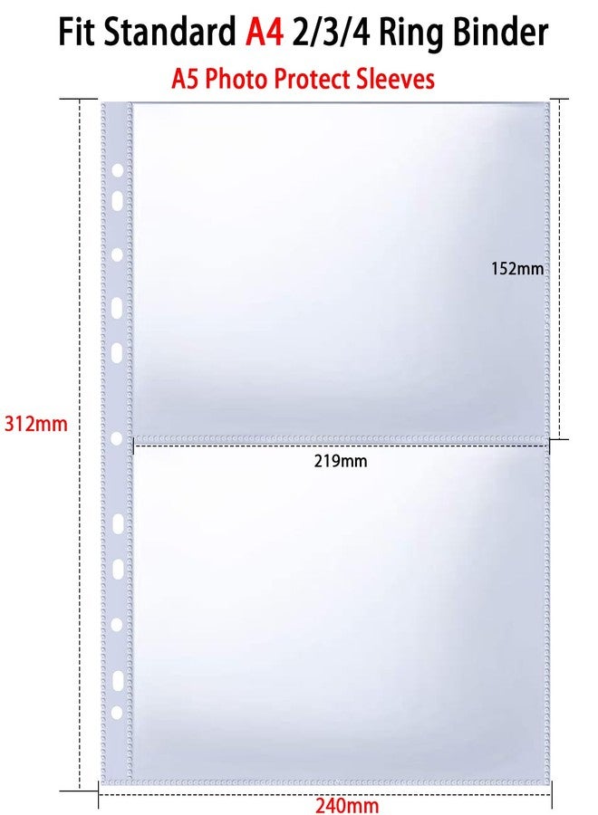 WITHYU 30 Pack 120 Pockets A5 Photo Sleeves for A4 2/3/4 Ring Binder, Ultra-Clear Double-Sided 2 Pocket 219x152 mm Photo Page Protector, Top Loading Photo Album 6x8 Refill Pages - Image 4