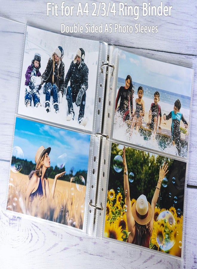 WITHYU 30 Pack 120 Pockets A5 Photo Sleeves for A4 2/3/4 Ring Binder, Ultra-Clear Double-Sided 2 Pocket 219x152 mm Photo Page Protector, Top Loading Photo Album 6x8 Refill Pages - Image 2