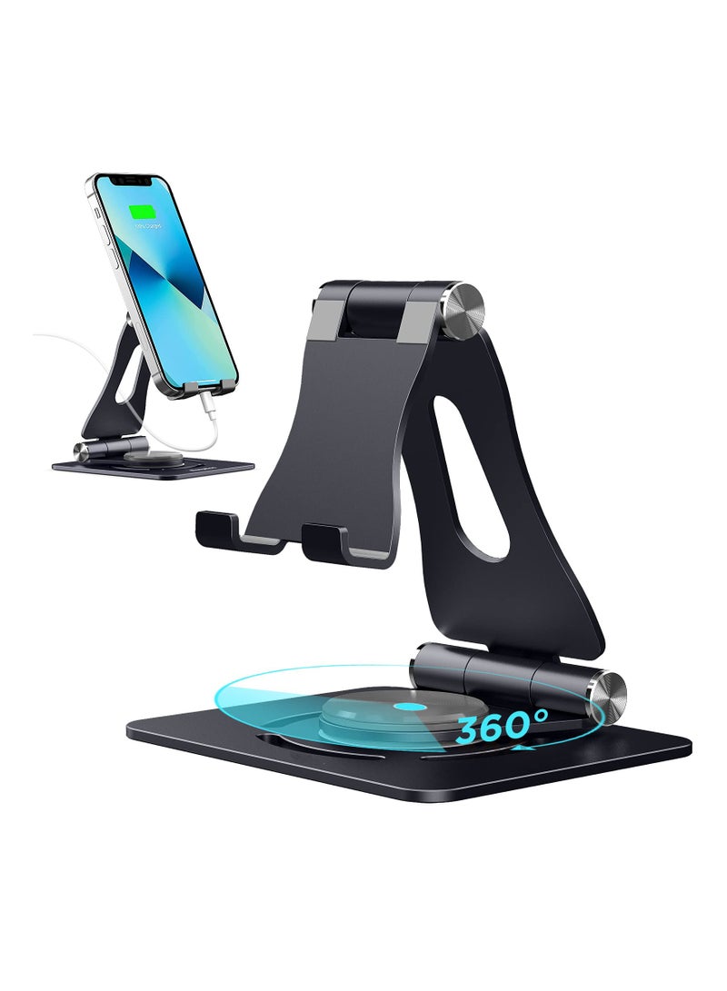 SYOSI Rotatable Cell Phone Stand, Newly 3 in 1 Adjustable Cell Phone Stand, 2023 Aluminum Stable iPhone iPad Stand Dock, Foldable Desktop Phone Holder for iPhone 14 13 12 11 XR, Tablet (7-10.7In) - Image 1