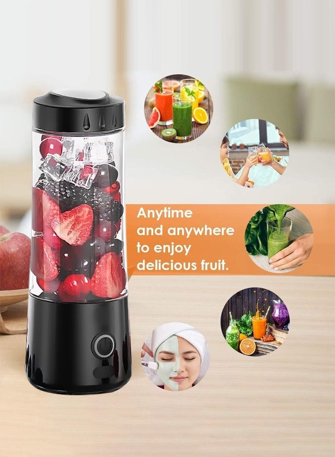 أسيف عصارة محمولة، ترقية البطارية لمدى طويل 2000 مللي أمبير * 2 - خلاط صغير بست شفرات، مناسب لصنع العصائر المثلجة، والشيك، وطعام الأطفال، ضروري للسفر / صالة الألعاب الرياضية (أسود كلاسيكي 400 مل) - Image 3