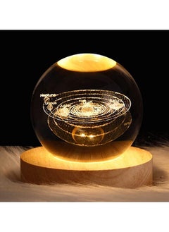 NNEWVANTE 3D Crystal Ball Nightlight Decolamp, 31mm Solar System Model Decor with LED lamp Base, Cool Desk Decor Best Gifts for Kids Girls Boys Dad Friends Teachers (Solar System)  - Image 1