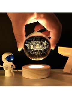 NNEWVANTE 3D Crystal Ball Nightlight Decolamp, 31mm Solar System Model Decor with LED lamp Base, Cool Desk Decor Best Gifts for Kids Girls Boys Dad Friends Teachers (Solar System)  - Image 3
