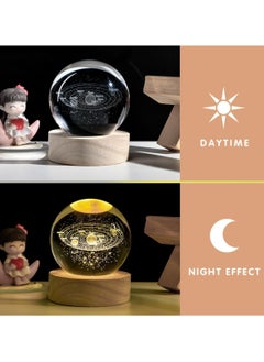 NNEWVANTE 3D Crystal Ball Nightlight Decolamp, 31mm Solar System Model Decor with LED lamp Base, Cool Desk Decor Best Gifts for Kids Girls Boys Dad Friends Teachers (Solar System)  - Image 4