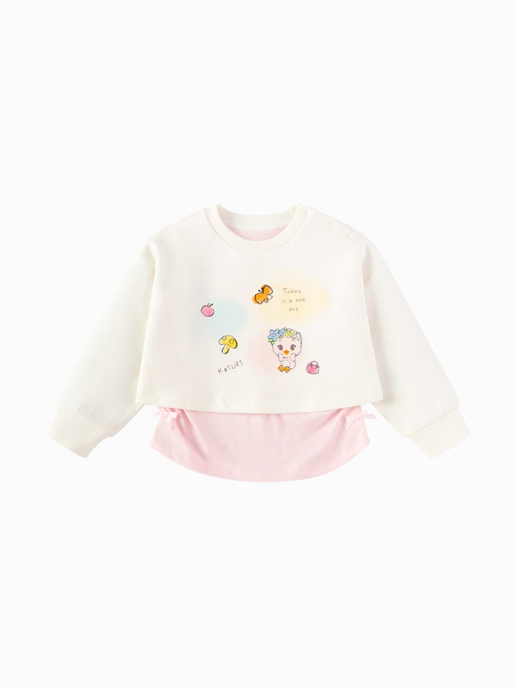 بالابالا سويت شيرت بطبقات مع طبعة للبنات - Image 3