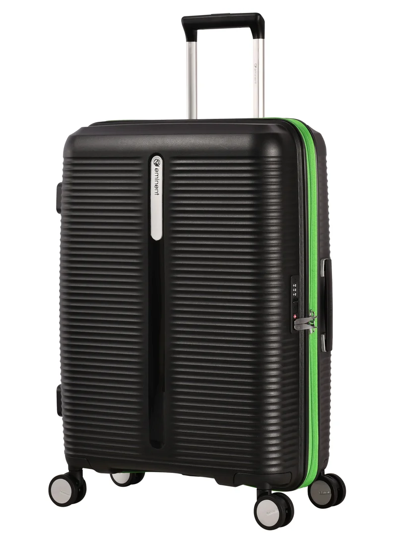 eminent Hard Case Checked Luggage Bag 24-inch Unisex PP Luggage Trolley Expandable 4 Double Spinner Medium Travel Suitcase with TSA Lock and Safe Zippers, B0013, Black