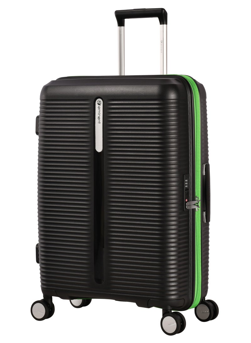 eminent Hard Case Checked Luggage Bag 24-inch Unisex PP Luggage Trolley Expandable 4 Double Spinner Medium Travel Suitcase with TSA Lock and Safe Zippers, B0013, Black - Image 1