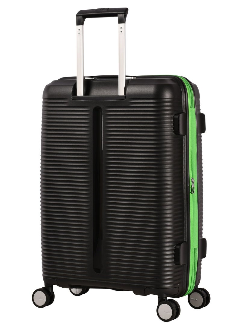 eminent Hard Case Checked Luggage Bag 24-inch Unisex PP Luggage Trolley Expandable 4 Double Spinner Medium Travel Suitcase with TSA Lock and Safe Zippers, B0013, Black - Image 3