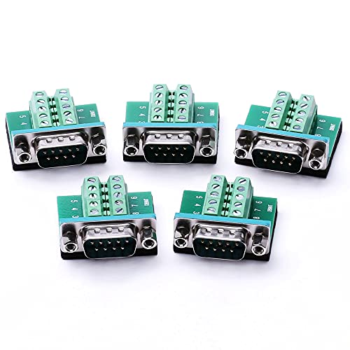 Arnorin DB9 Breakout Board DB9 RS232 Serial Male to Terminal Block 10P Adapter 5 Pack - Image 1