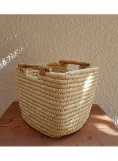 Bazaar Misr Storage wicker basket wooden handle  - Image 1