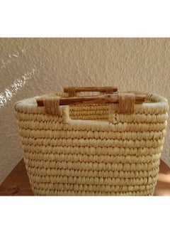 Bazaar Misr Storage wicker basket wooden handle  - Image 2