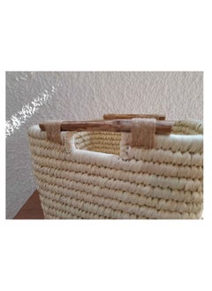 Bazaar Misr Storage wicker basket wooden handle  - Image 4