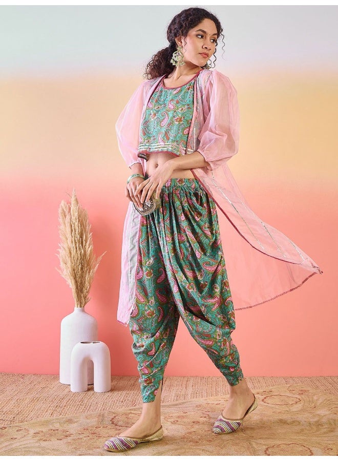 AKS Pure Cotton Top & Dhoti Pant with Jacket Co-Ords Set  - Image 4