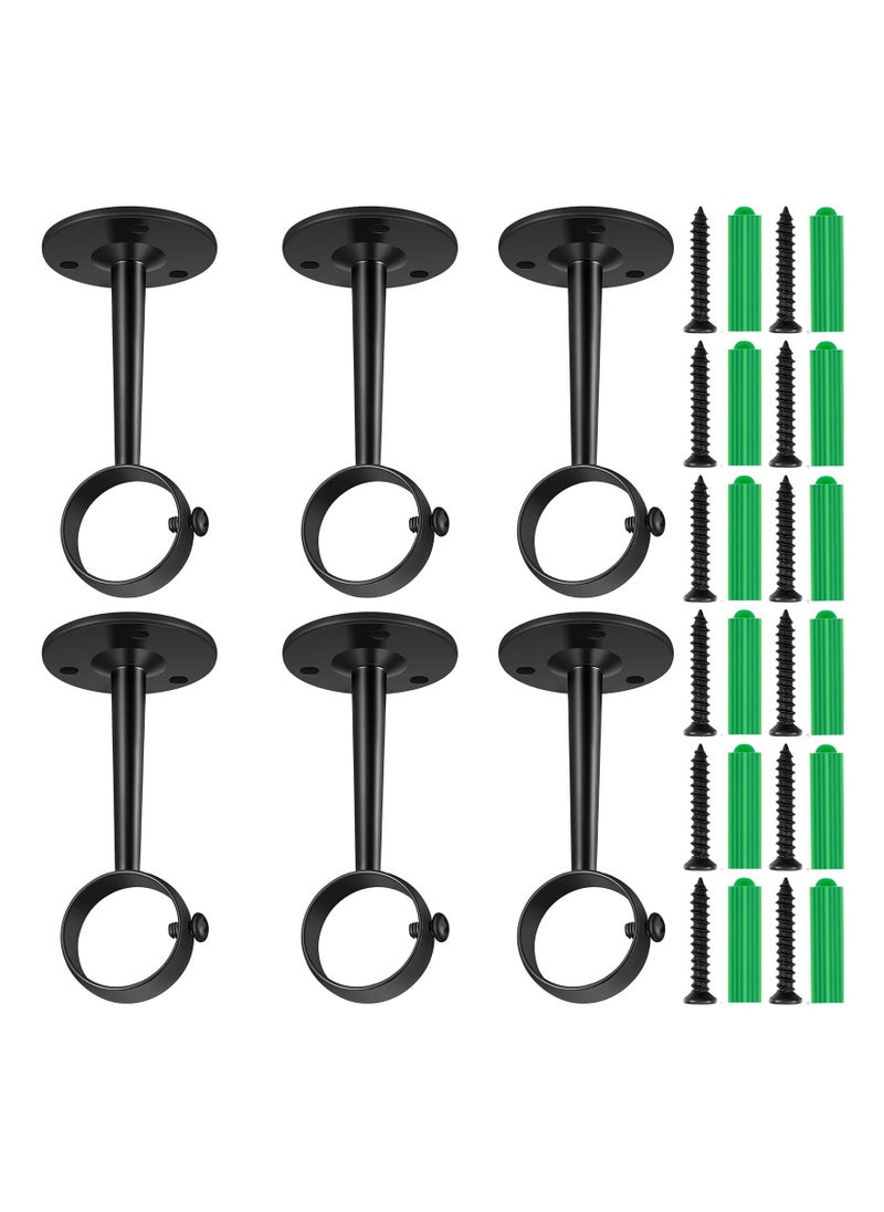 KASTWAVE Curtain Rod Holders Socket with Matching Screws, Ceiling-Mount Adjustable 1-1/4 Inch for Home Kitchen Shelf Closet Shower Wall Window Room (Black, 6 Pieces)  - Image 1