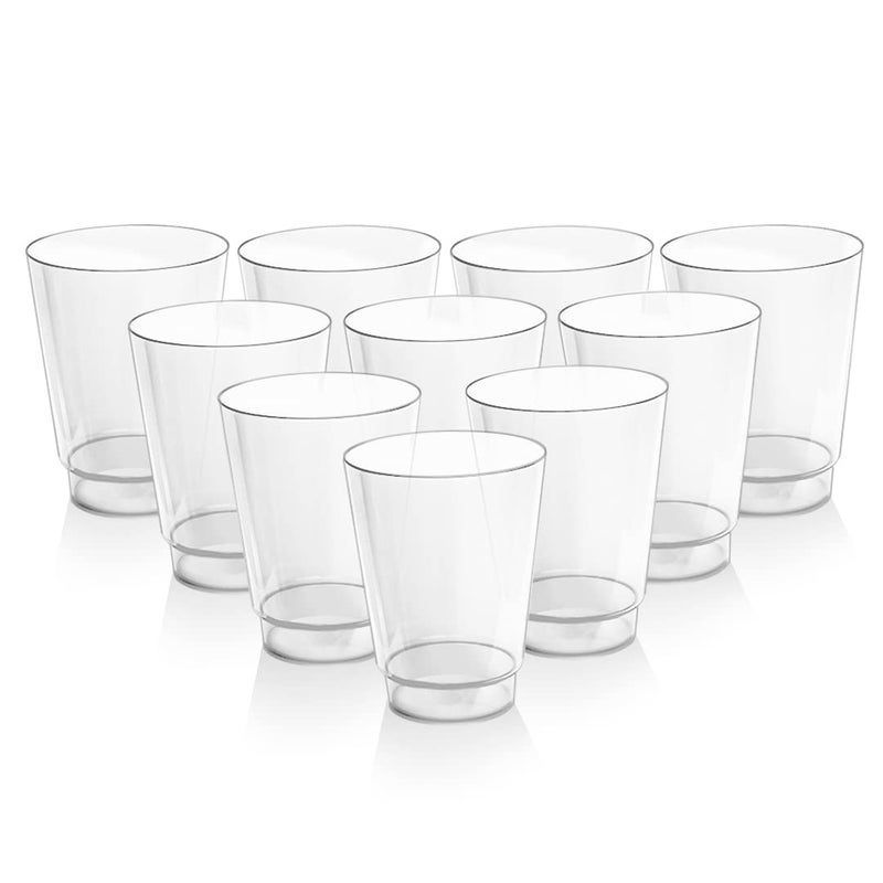 Acrimet Plastic Cup Reusable 10oz 300ml Tumbler Water Machine Washable Stackable Beverage Tumblers Drinking Cup Shatterproof Durable Clear Crystal Color Set of 10