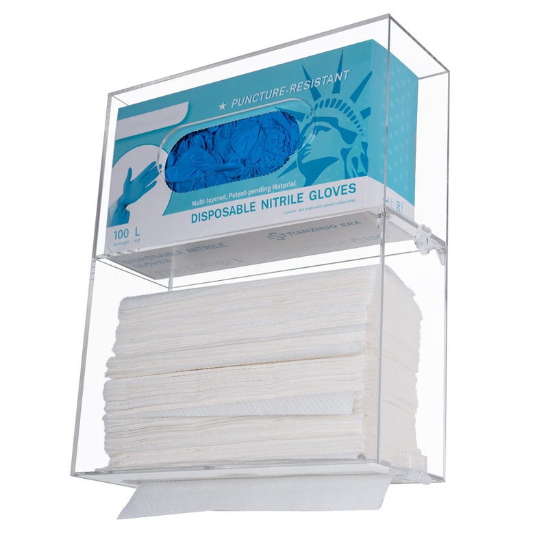 Aphbrada Acrylic Glove Box Paper Towel Holder Dispenser Wall Mount Clear