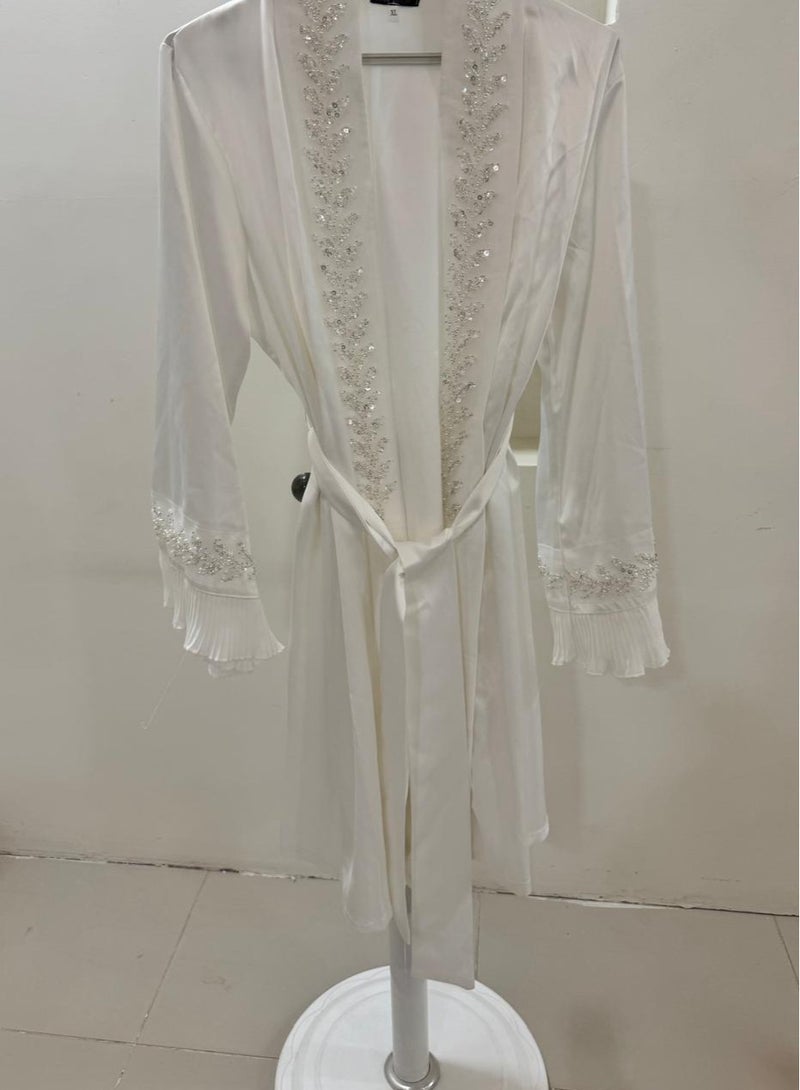 Brides Taffeta makeup robe, one piece, off-white - Image 4